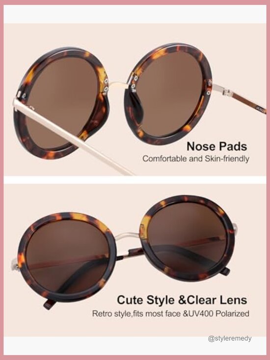 Polarized Retro Round Sunglasses with UV Protection, Metal Frame main image 6